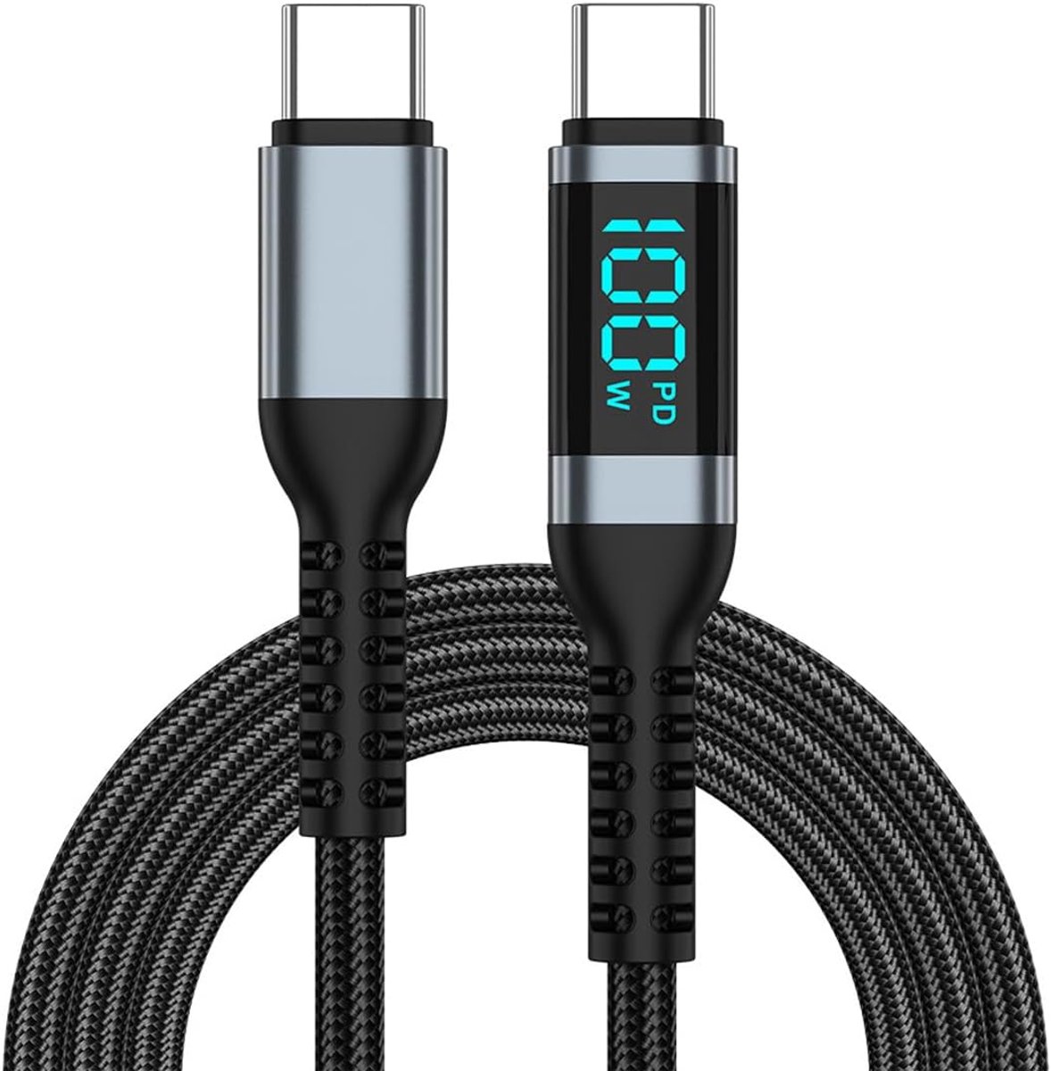 USB-C naar USB-C PD 100 W snellaadkabel 0,5 m - met watt-display - real-time opladen - optimale prestaties - ShopVlot