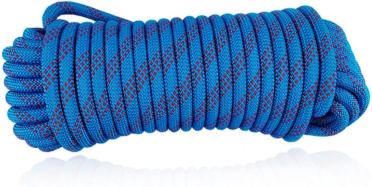 Polypropyleen touw mooring lijn 10 mm - 8 m blauw - dubbel gelaagd - sterke belasting tot 800 kg - ShopVlot