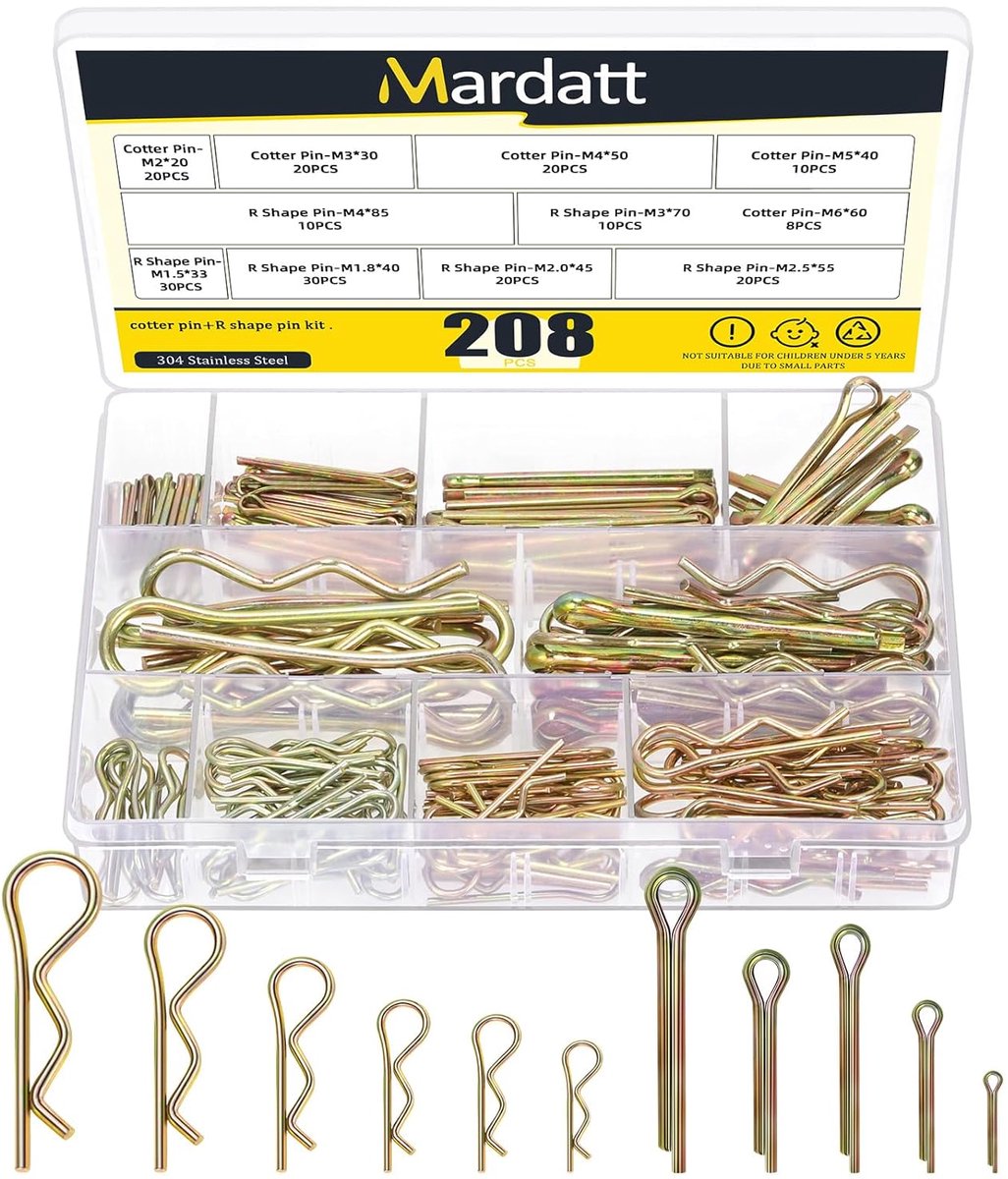Cotterpins assortiment kit - verzinkt - 208 stuks - ideaal voor onderhoud van voertuigen - ShopVlot