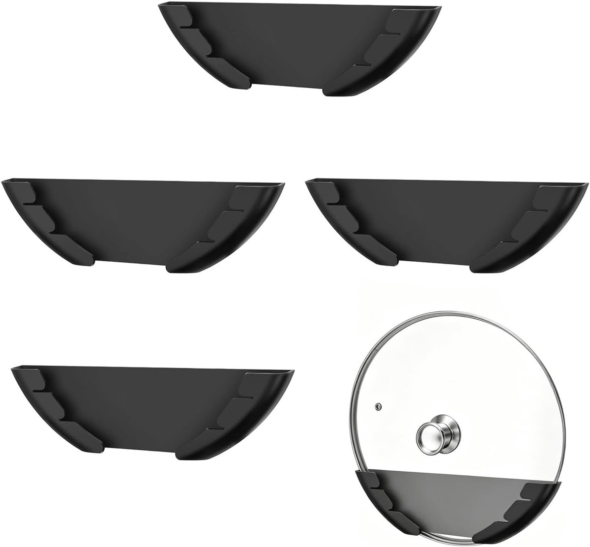 Dekselhouder kunststof 4 stuks - wandhouders voor deksels 15-34 cm - zelfklevend - ruimtebesparende opslag - ShopVlot