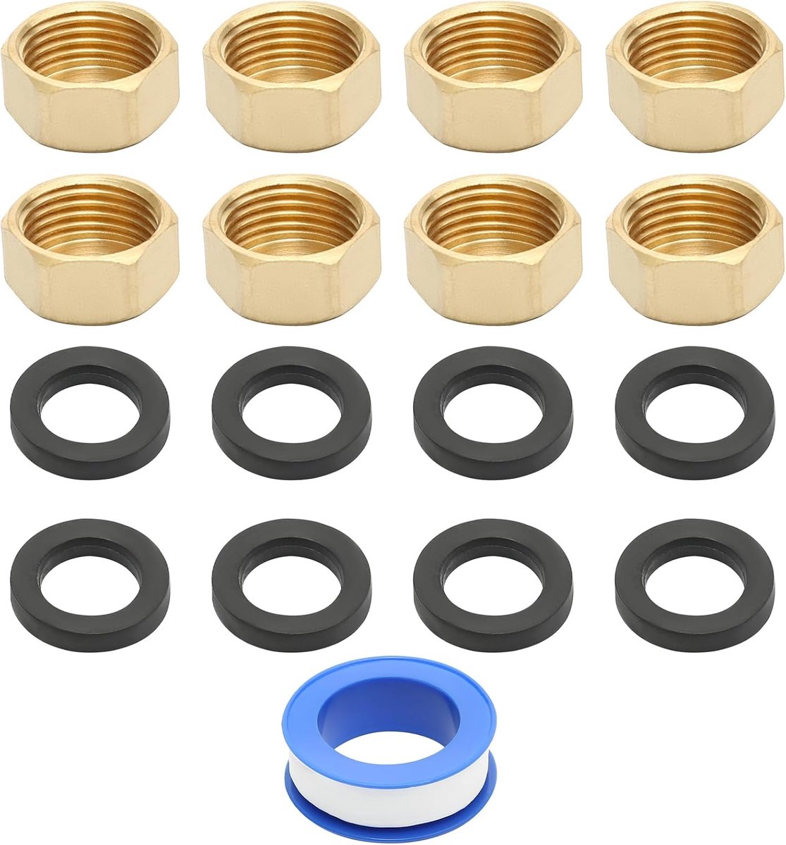 Koperen Doppen Set van 8 - 1/2 Inch Maat - Inclusief Rubber Seals - Ideaal voor Waterleidingen - ShopVlot