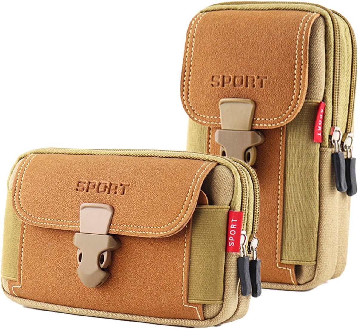 Heuptas smartphone tas - multifunctioneel - khaki - geschikt voor camping en wandelen - ShopVlot