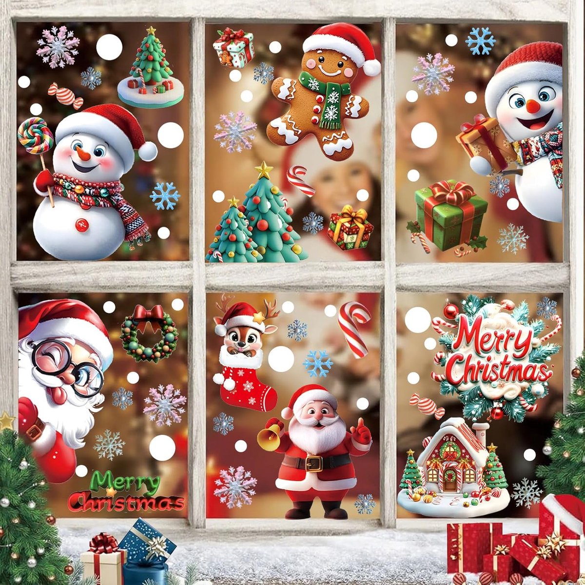 Raamstickers Kerst - 9 Vellen - Herbruikbare PVC Stickers - Creëer een feestelijke sfeer - ShopVlot