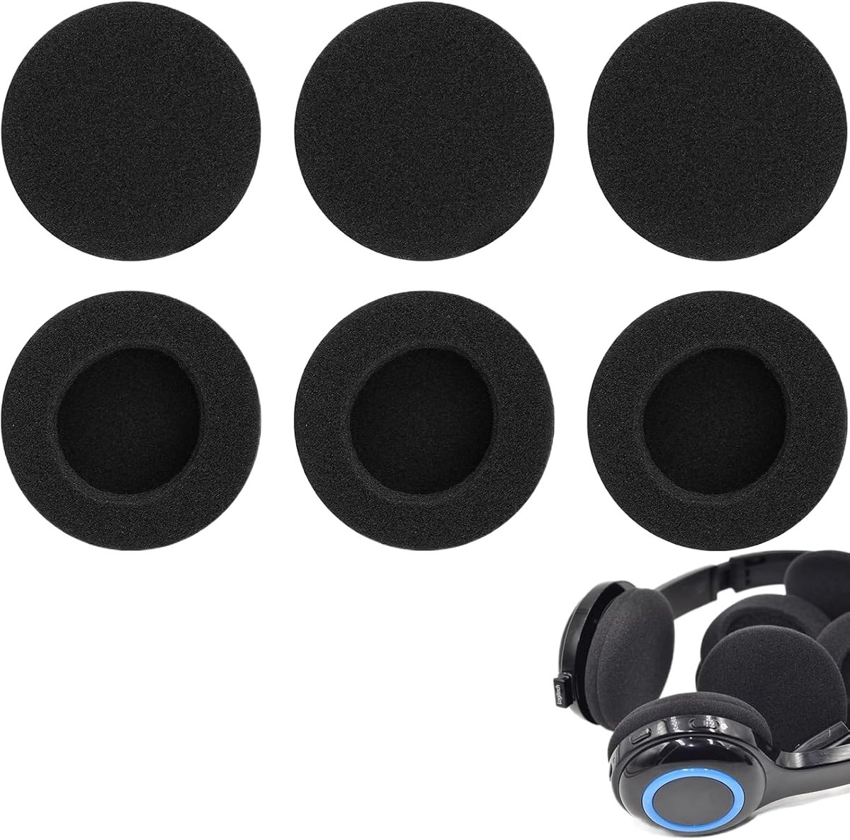 Hoofdtelefoon oorkussens 50 mm - vervangende schuimkussens - zwart - comfortabel luisteren - ShopVlot