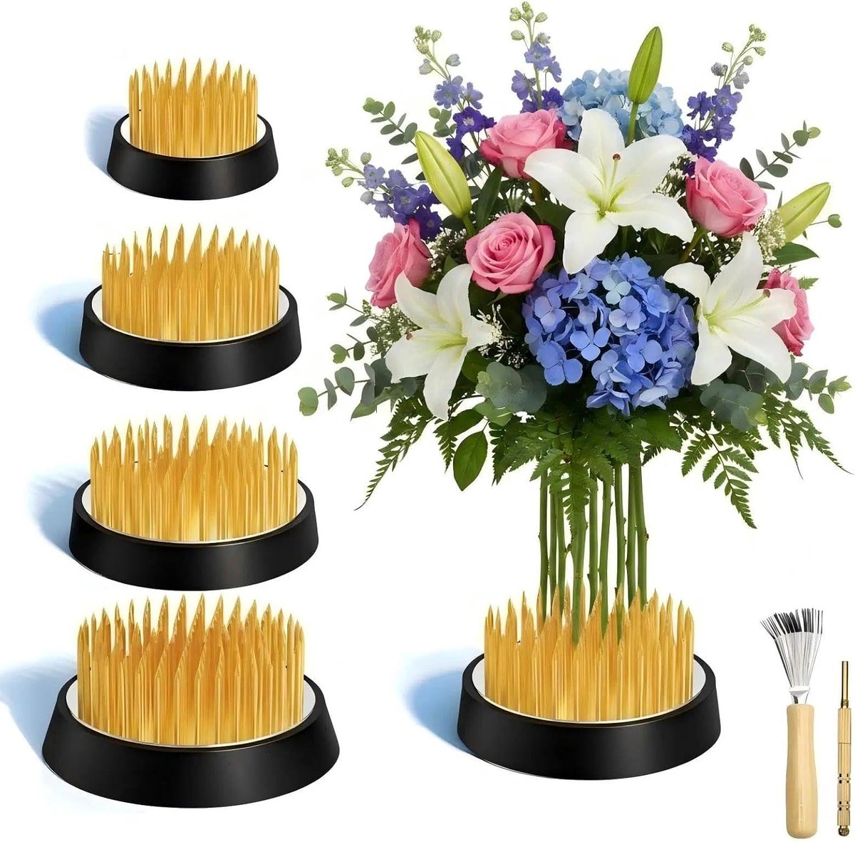 Ikebana egel 4 stuks - antislip bloemenkikker - robuuste kwaliteit - ideaal voor vazen - ShopVlot