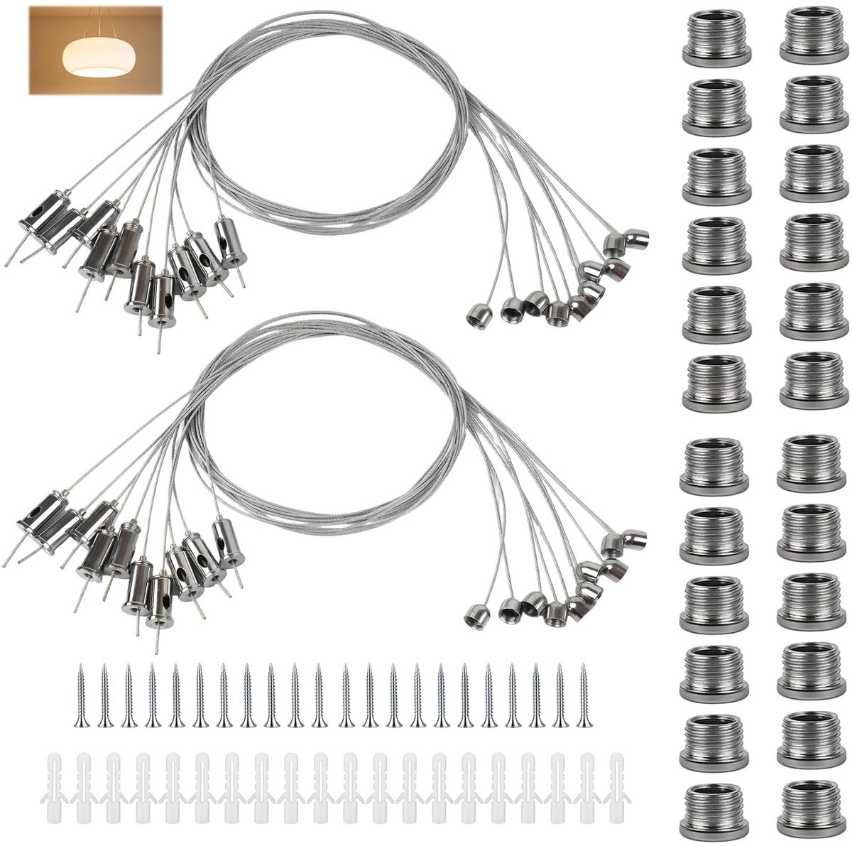 Touwophangingen set van 20 - inbouwset met verstelbaar design - hoog draagvermogen - ideaal voor plafondverlichting - ShopVlot