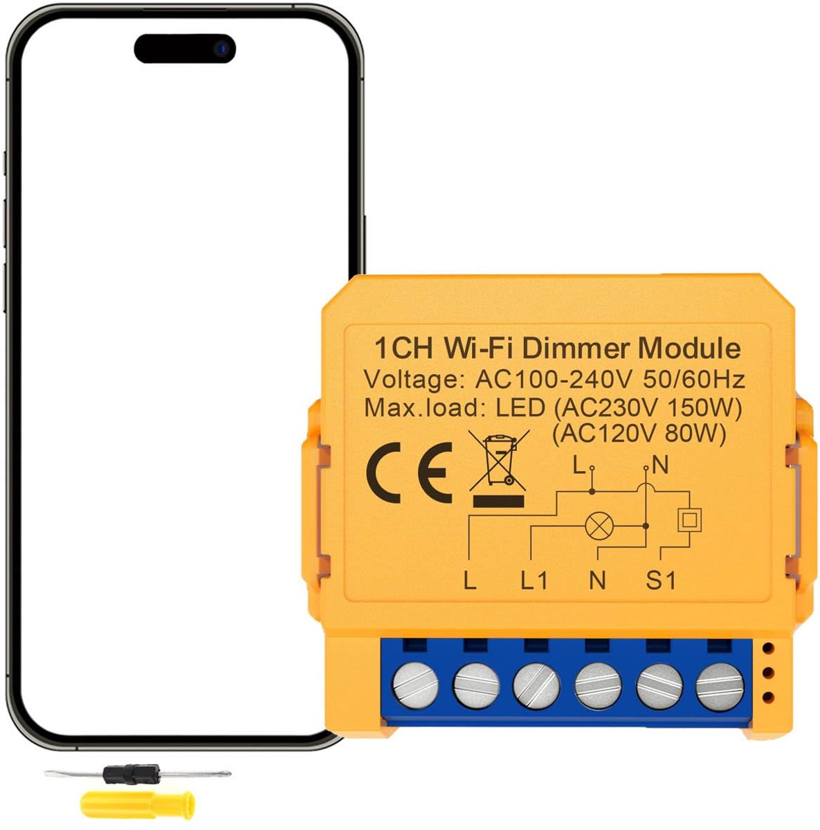 Smart Dimmer Module Smart LED Dimmer Module WIFI 1 Gang 2 Way 150W WiFi Alexa DIY Mini LED Switch Compatible with LED - ShopVlot