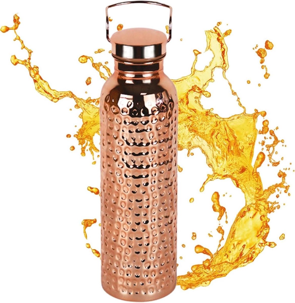 Koperen Waterfles - Drinkfles Bidon - Hydratatie Ondersteuning - 3D Antislip Textuur - 800 ml - Goud