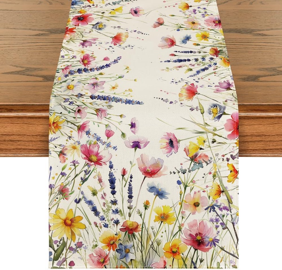 Tafelloper- Vintage tafelloper- tafellopers linnen-tafelloper buiten-Tafelkleed-tafelkleed buiten-tafelkleed buiten rechthoekig-Tafelloper met bloemenmotief-Bloemen zomer tafelloper-Tafeldecoraties -voor keuken, diner, feest