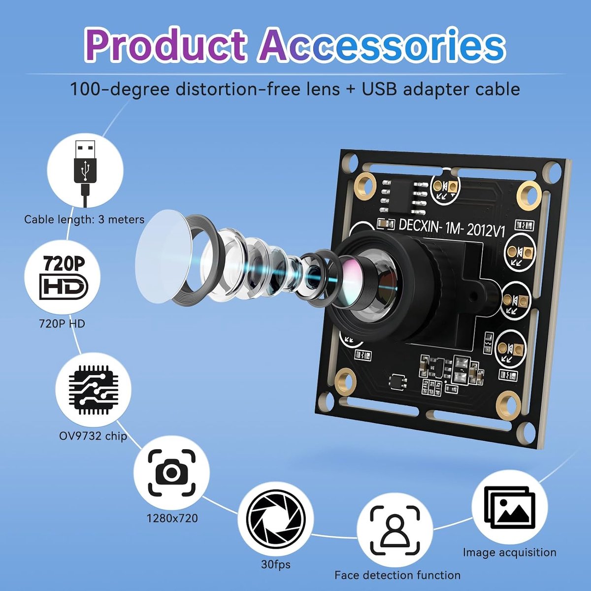 ov9732 Cameramodule, 100 graden, set van 3 voor autodarts camerasysteem, autodarts camerasysteem, 1280 x 720 HD, 30 - ShopVlot