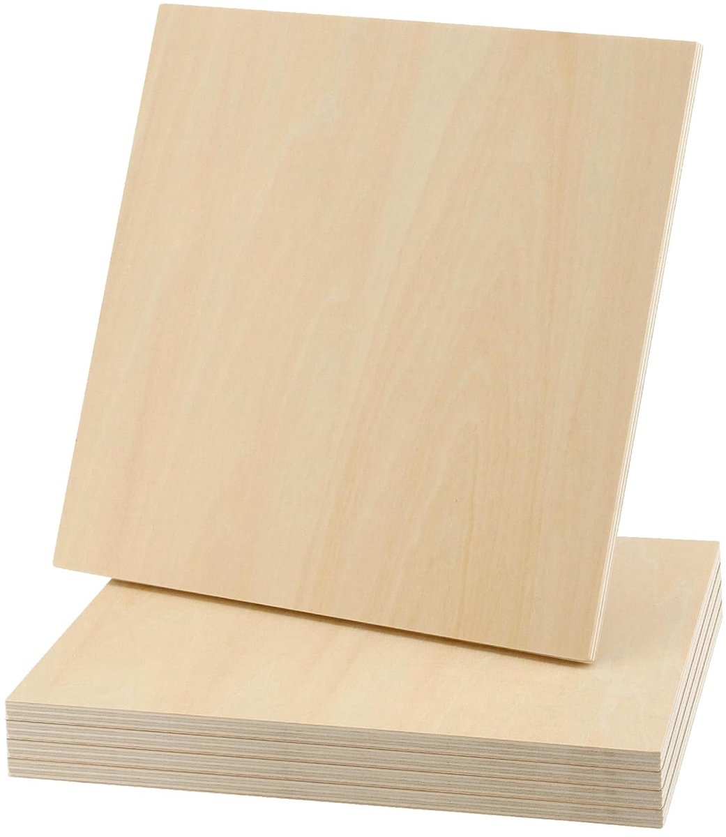 ZOENHOU Pack of 5 Plywood Sheets, 30 x 30 x 6 mm, Linden Wood Untreated Square Wood Panels, Craft Plywood Sheets for - ShopVlot