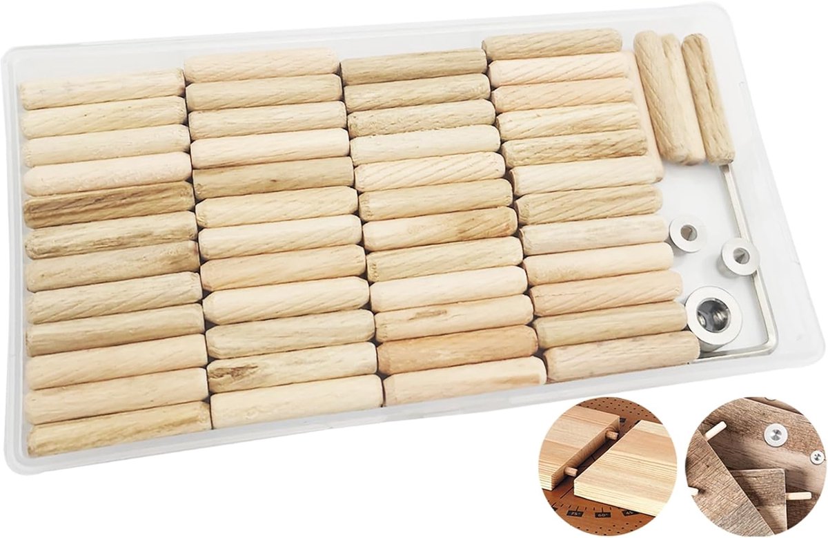 CESFONJER Wooden dowels 6 mm, 100 pieces, 2 x central pins and 1 x drill depth bit with Allen key, for crafts, crafts - ShopVlot