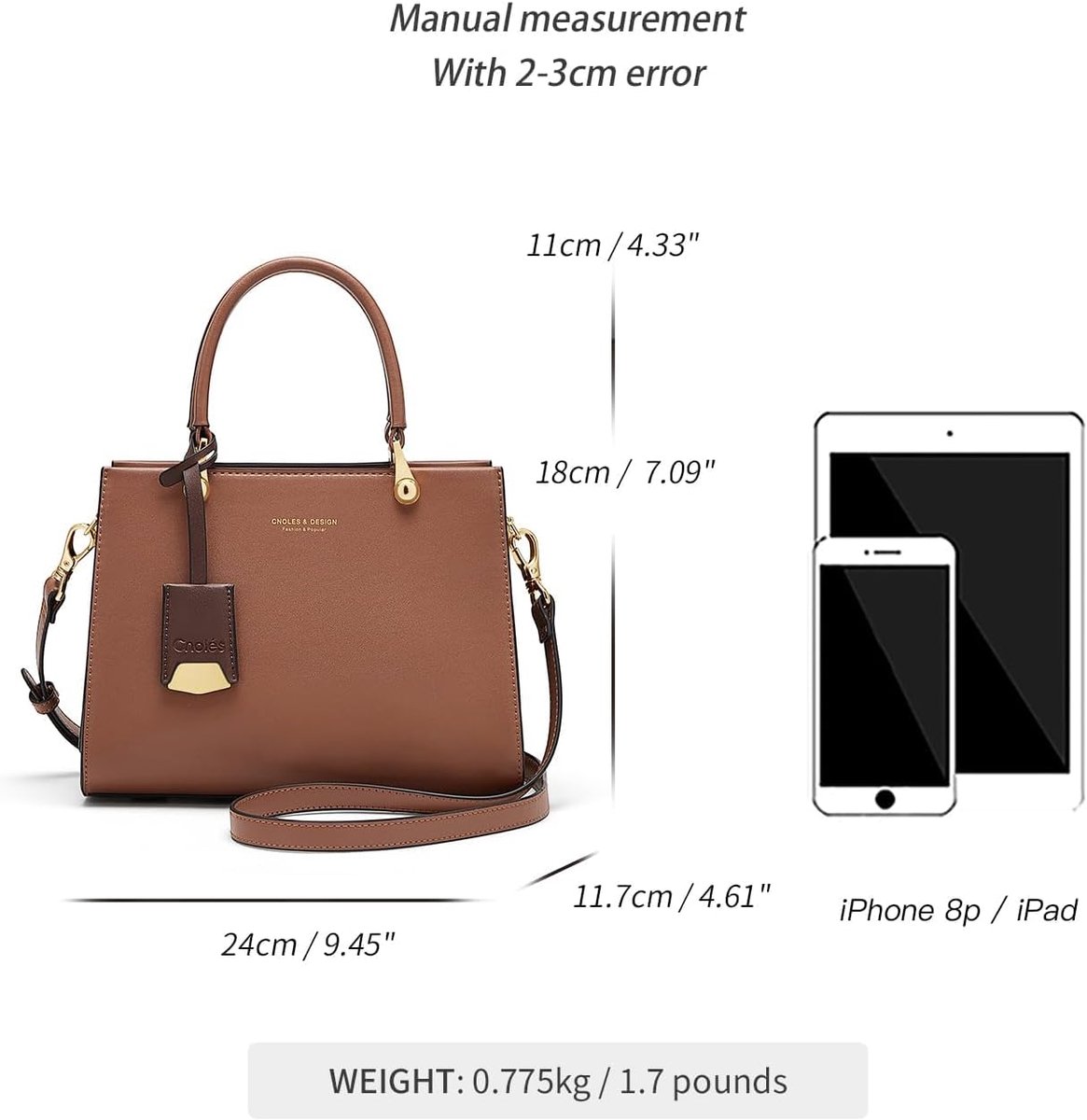 Cnoles Elegant Leather Women Handbags Top Handle Satchel with Shoulder Strap Fashion Shopping Bags for Women - ShopVlot