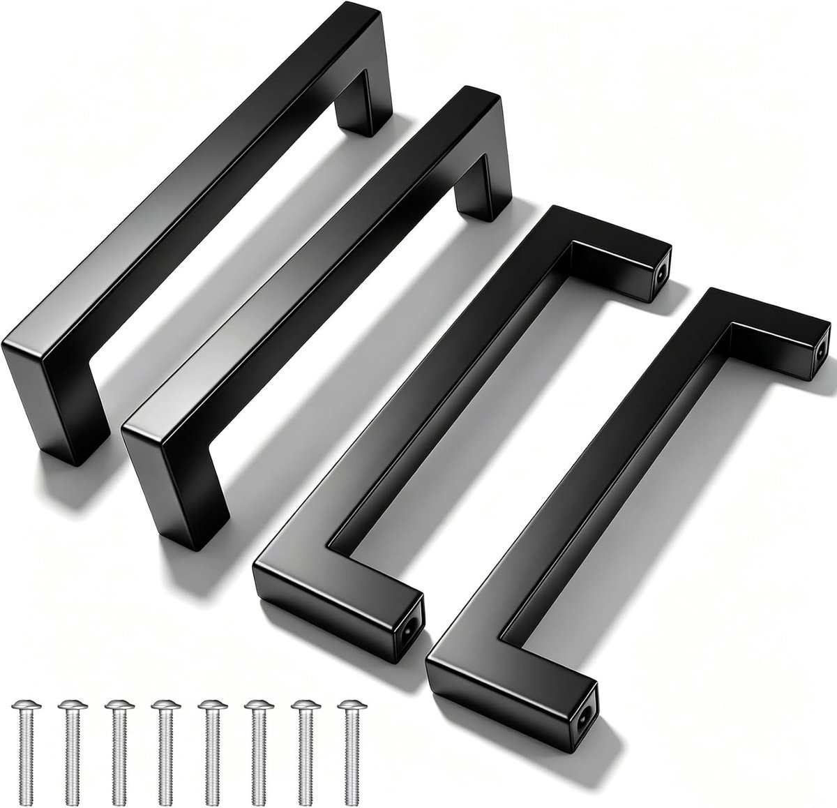 4 Pcs Kitchen Cabinet Handles Black Furniture Handles Cabinet Handles Black Kitchen Handles Black Stainless Steel - ShopVlot