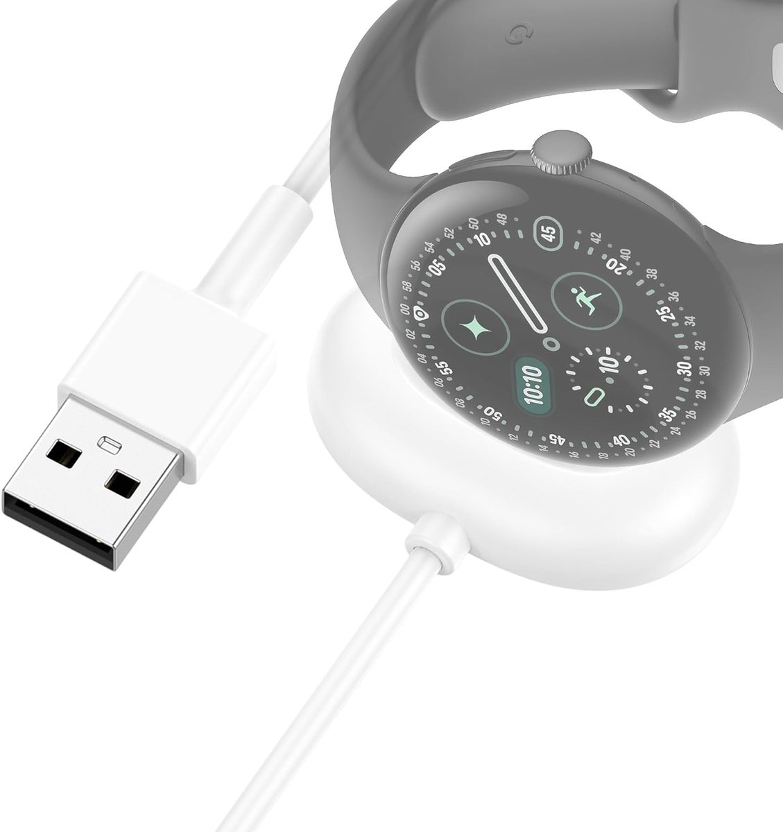USB-A oplaadkabel, compatibel met Google Pixel Watch 4, magnetische oplader, versterkt, USB-A naar magnetische kabel - ShopVlot