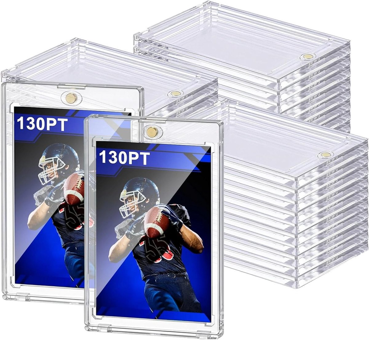 50ct 130PT magnetische kaarthouders, One Touch Hard Top Laders, UV-beschermde doorzichtige plastic hoes voor sport - ShopVlot