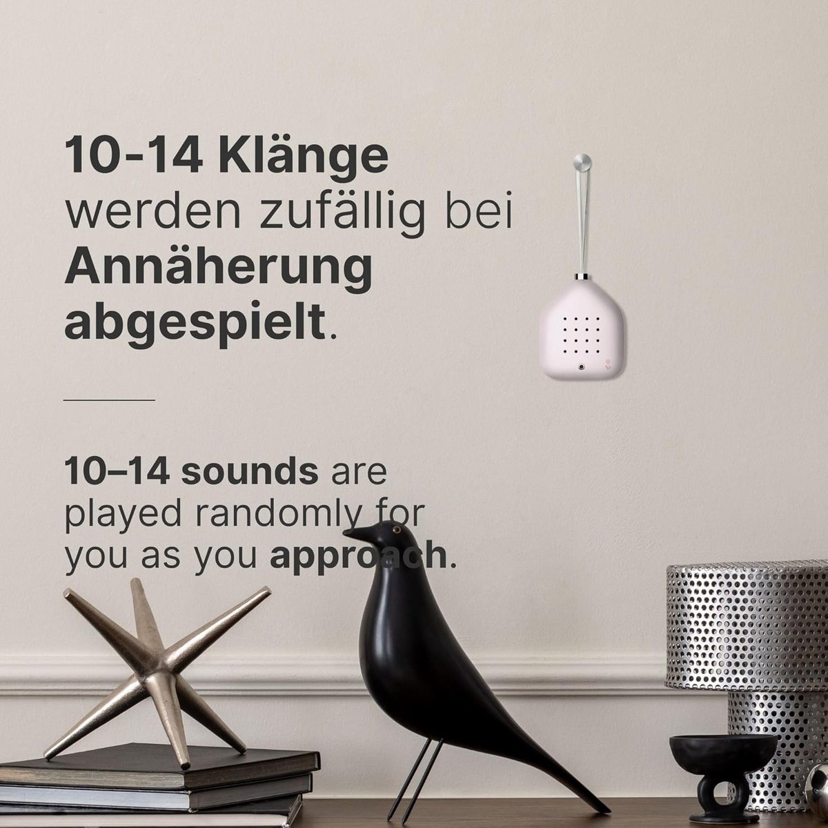 RELAXOUND Lily Bells Decoratieve klankhanger met bewegingsmelder, zachte vogelgezjilp, chimes en watergeluiden - ShopVlot