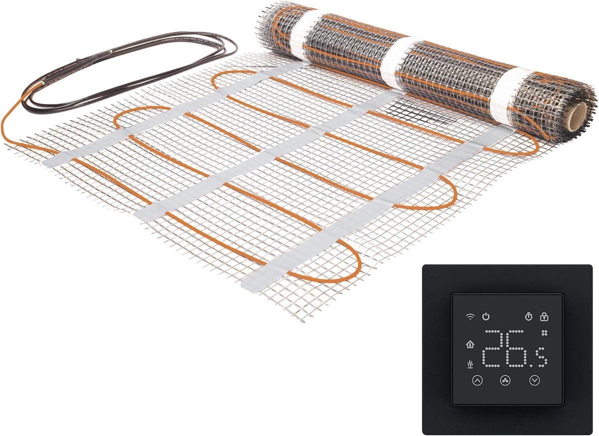 Electric underfloor heating set 0.05 m² with Wifi thermostat Black - ShopVlot