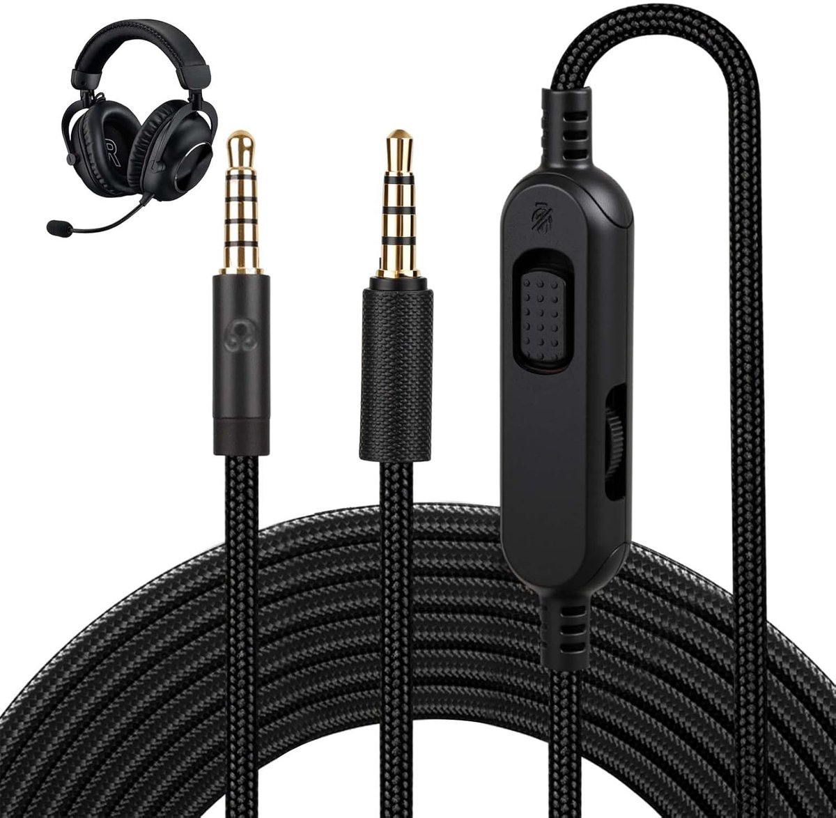 Hoofdtelefoonkabel voor Logitech G433, G233, G Pro en G Pro X, 3,5 mm kabel met volumeregeling en mute-knop, 2 m - ShopVlot