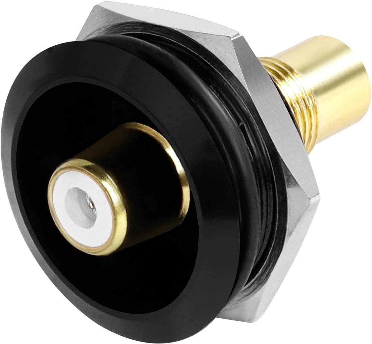 QIANRENON Gold Plated RCA Embedded Thread Round Adapter, RCA Bus on Bus Panel Mount AV Jack, for TV, Subwoofer - ShopVlot