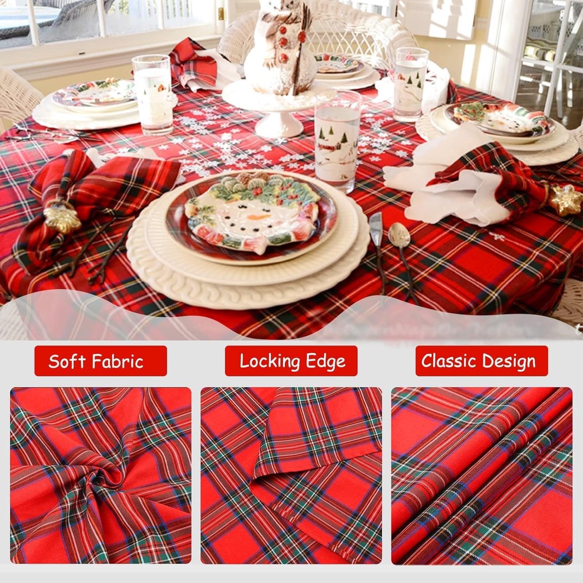 Checked Tablecloth 140 x 210 cm Red Rectangular Tablecloth for Party, Picnic, Outdoor, Birthday, Dinner Decoration - ShopVlot