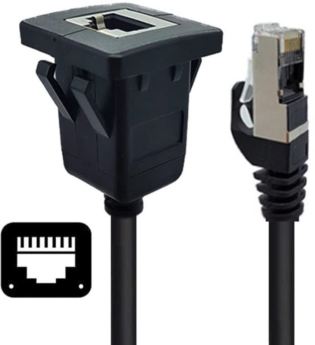 xiwai Dustproof Waterproof Lock CAT6 RJ45 Male to Female Lan Ethernet Network Extension Cable Car Panel Mount Design - ShopVlot