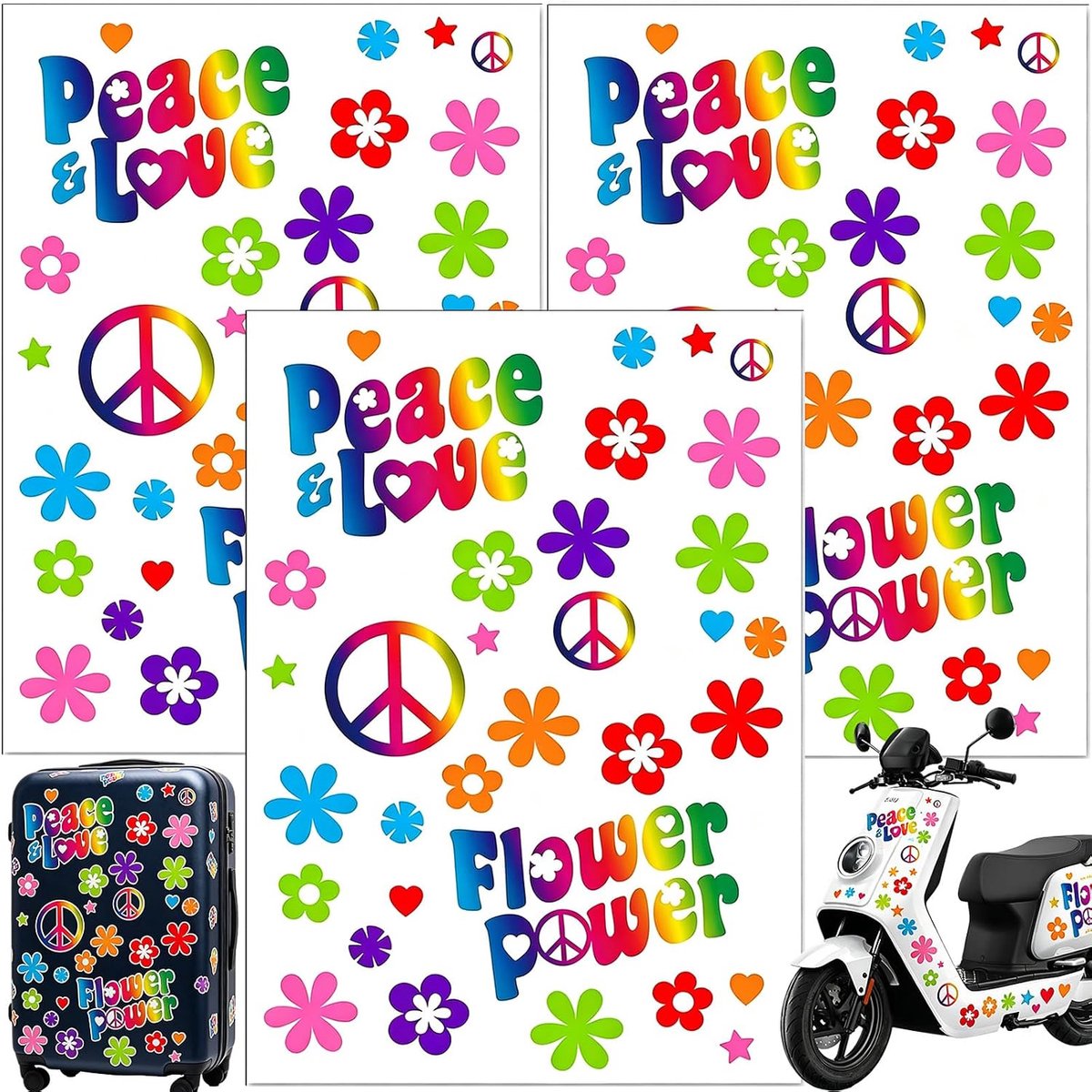 Autostickers, 3 vellen bloemenstickers, vinyl, 105 stuks, waterdicht, bloemen, voor laptop, auto, motorfiets - ShopVlot
