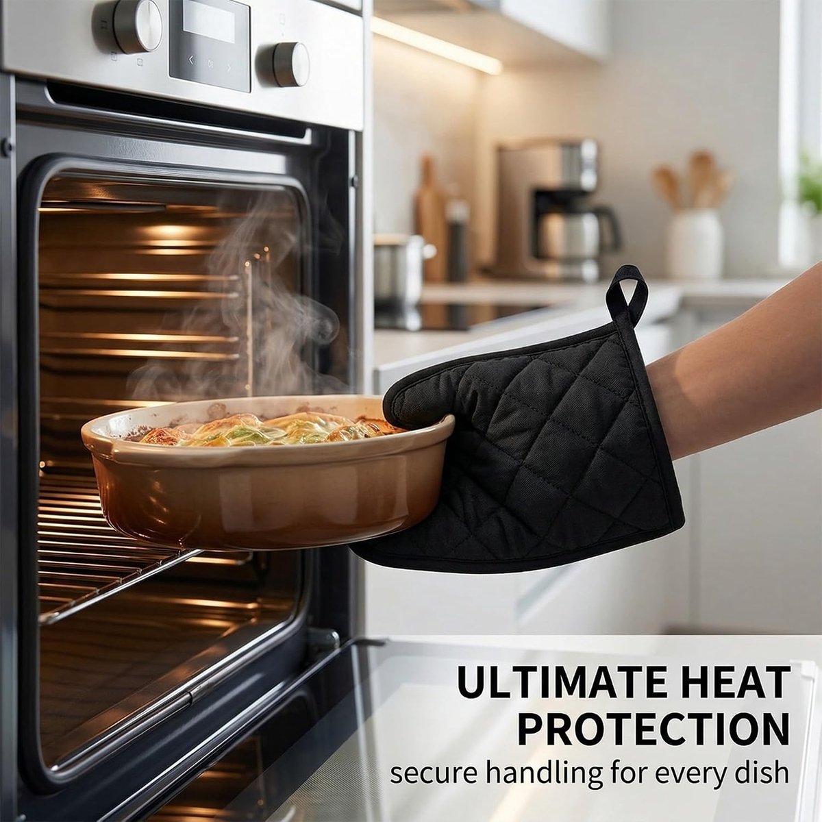4 hittebestendige pannenlappen voor keuken, thermische beschermende handdoeken voor oven en koken, 17,5 x 17,5 cm - ShopVlot
