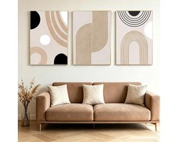 JLCZBT Pack of 3 Canvas Pictures Minimalist Geometric Wall Pictures Abstract Line Canvas Pictures Living Room Wall Art - ShopVlot