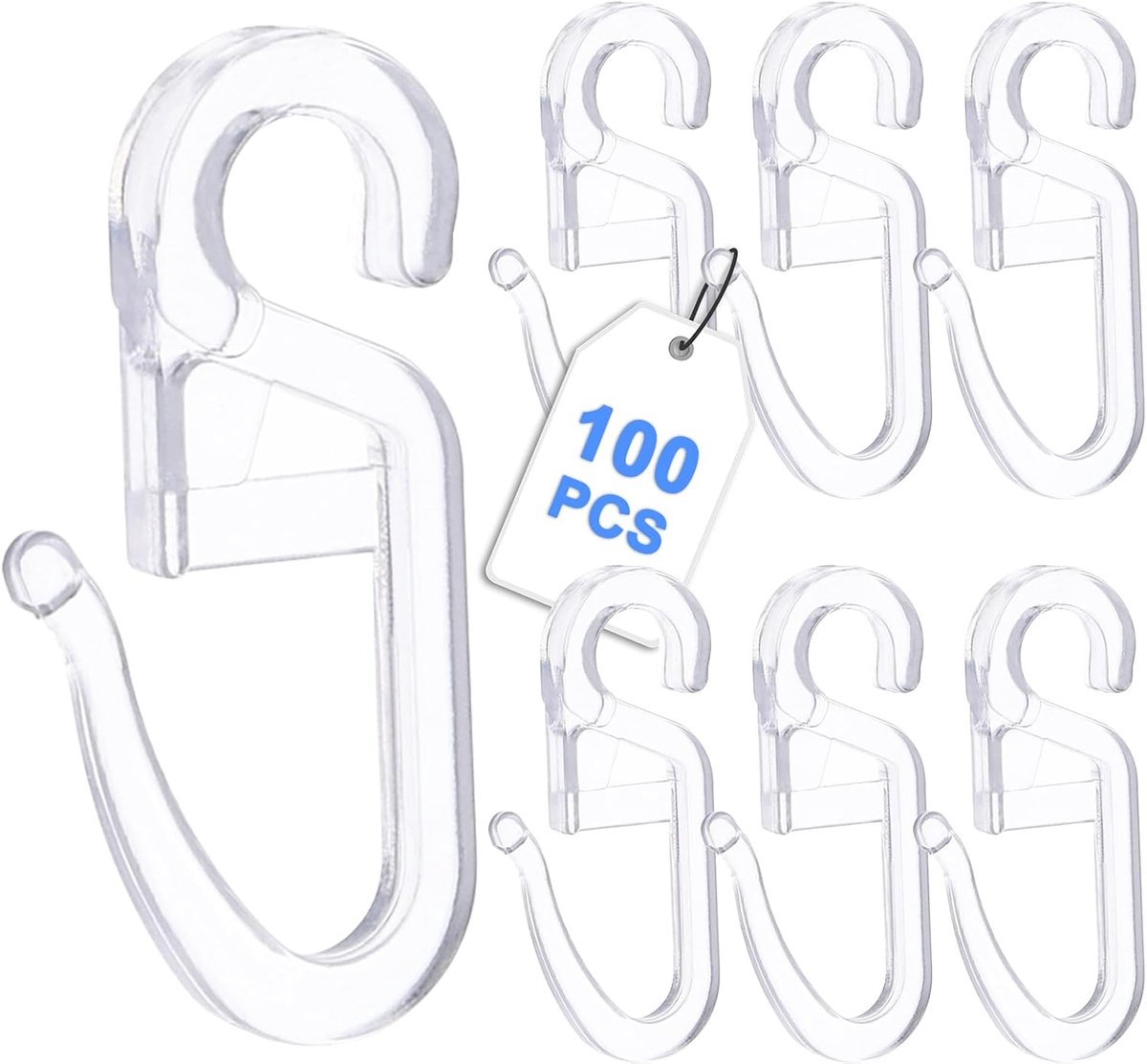 100pcs Transparent Curtain Hooks, Universal Overclip Hooks - Pleat Hooks for Curtain Rings, Curtain Hooks for Curtain - ShopVlot