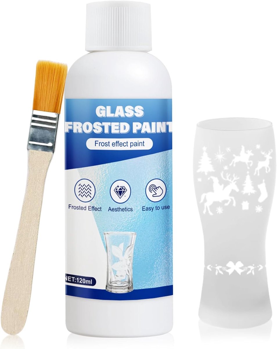 Milk glass, ice effect, water based, matt, suitable for glass, mirrors, bathroom, winter decoration, Christmas, 120 ml - ShopVlot