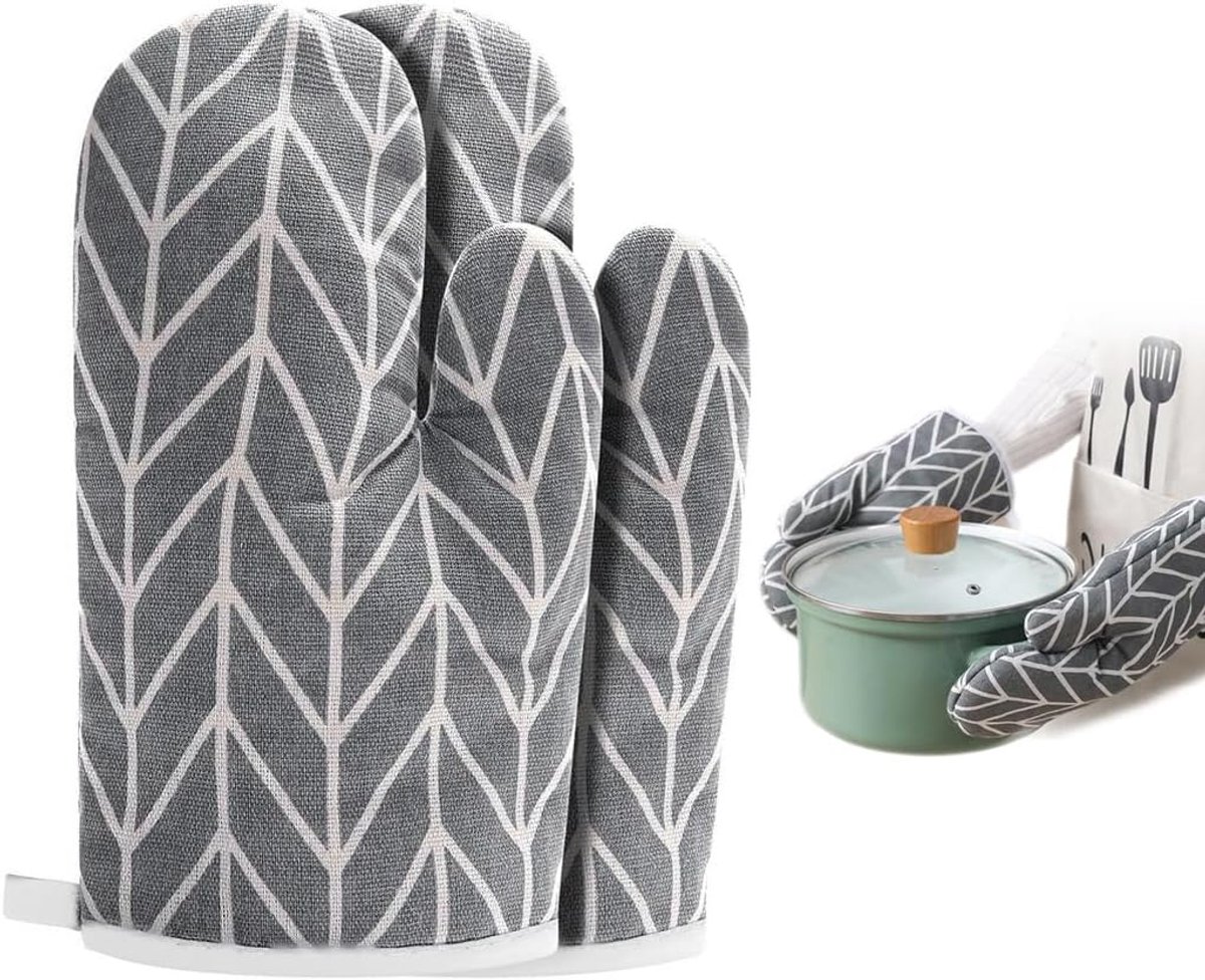2 ovenwanten, hittebestendige keukenhandschoenen, ovenhandschoenen voor bakken, grillen en koken - ShopVlot