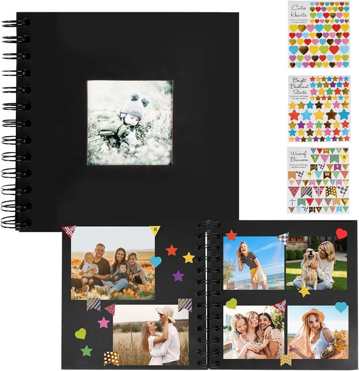 DIY Photo Book, 17 x 17 cm, DIY Photo Book, Photo Album Black Pages with 40 Pages, Photo Album for Pasting, DIY Paste - ShopVlot