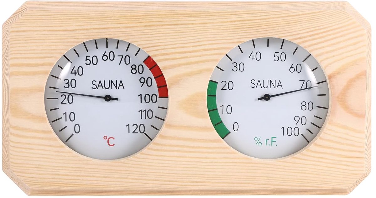 Sauna Thermometer, 2-in-1 Wooden Thermohygrometer, High Precision, Wooden Hygrometer, Sauna Thermometer, Sauna - ShopVlot