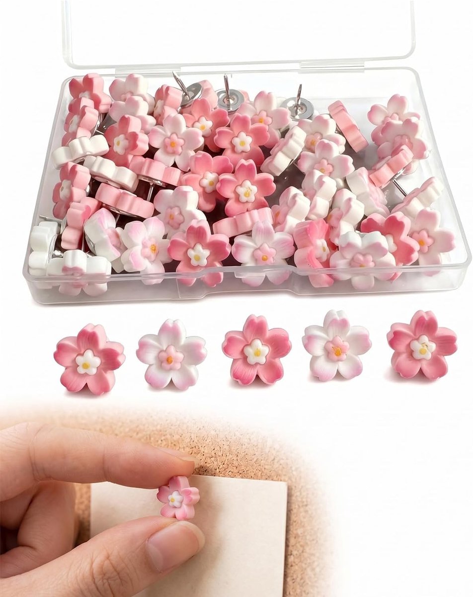 30 stuks bloemennaalden en punaises voor prikbord - decoratieve naalden - kurkplaat - fotomuren - kantoor - thuis - opslag in doos (1 - 5 x 1 - 5 cm)