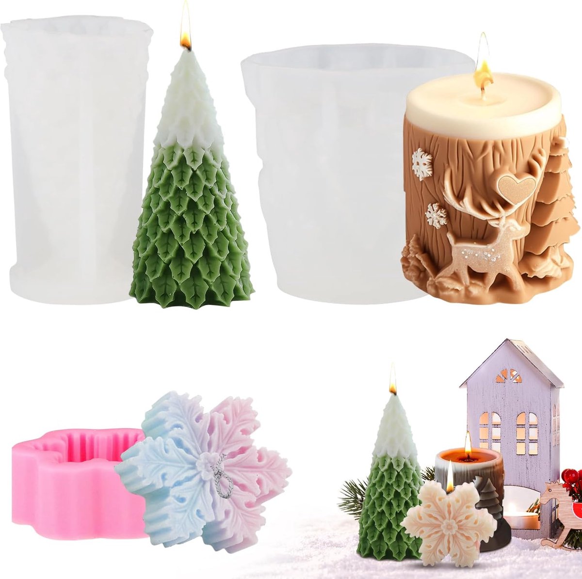 Candle Moulds for Casting, 3 Pieces, Candle Moulds, Christmas Candle Moulds, Silicone Moulds, Silicone Moulds, Candles - ShopVlot