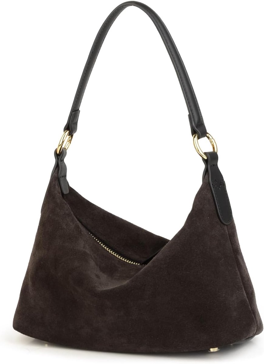 DONNAIN Slouchy Suede Half Moon Hobo Bag for Women, Suede Trendy Shoulder Bags Bag and Work Tote Bags for Women - ShopVlot