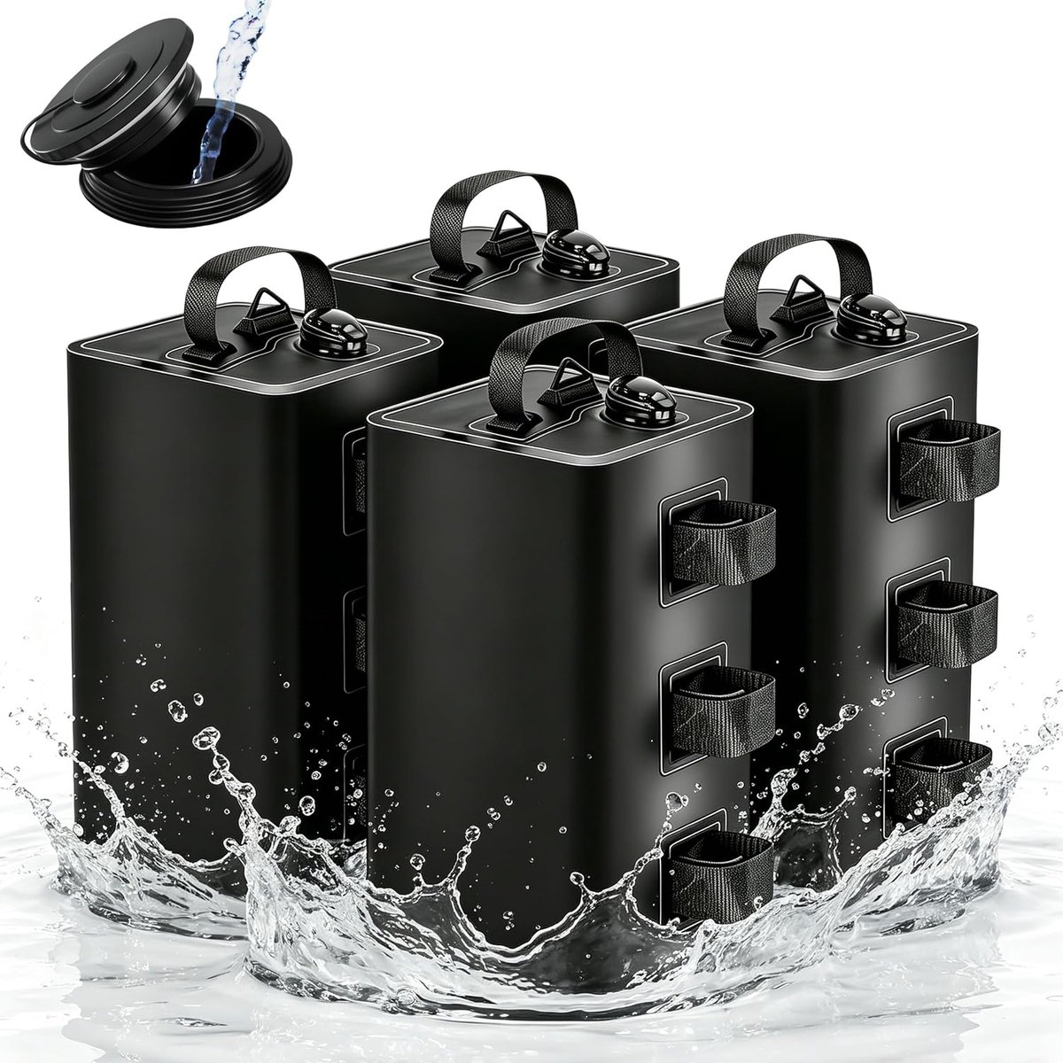 Watergewichten voor tenten, 4-pack, 10L, vierkant, voor buitengebruik - Stabiliseert luifels; met handvatten; duurzaam. - ShopVlot