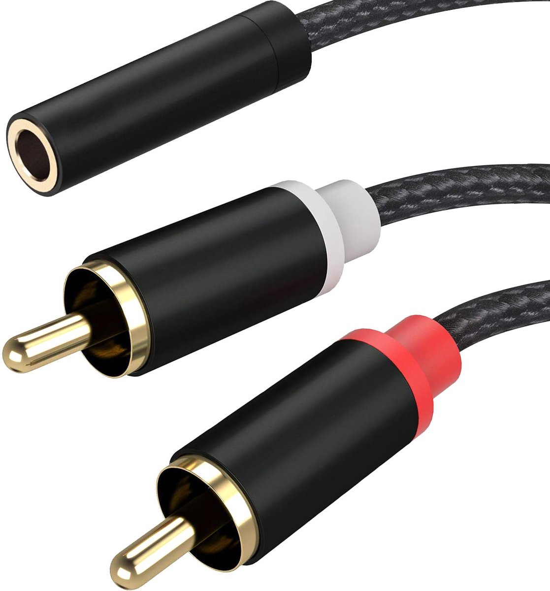 2 x RCA Plug to 3.5mm Female, RCA Cable, Mini Jack 3.5mm to 2 Cinch Adapter, Compatible with Phone, Tablet, TV, PC - ShopVlot