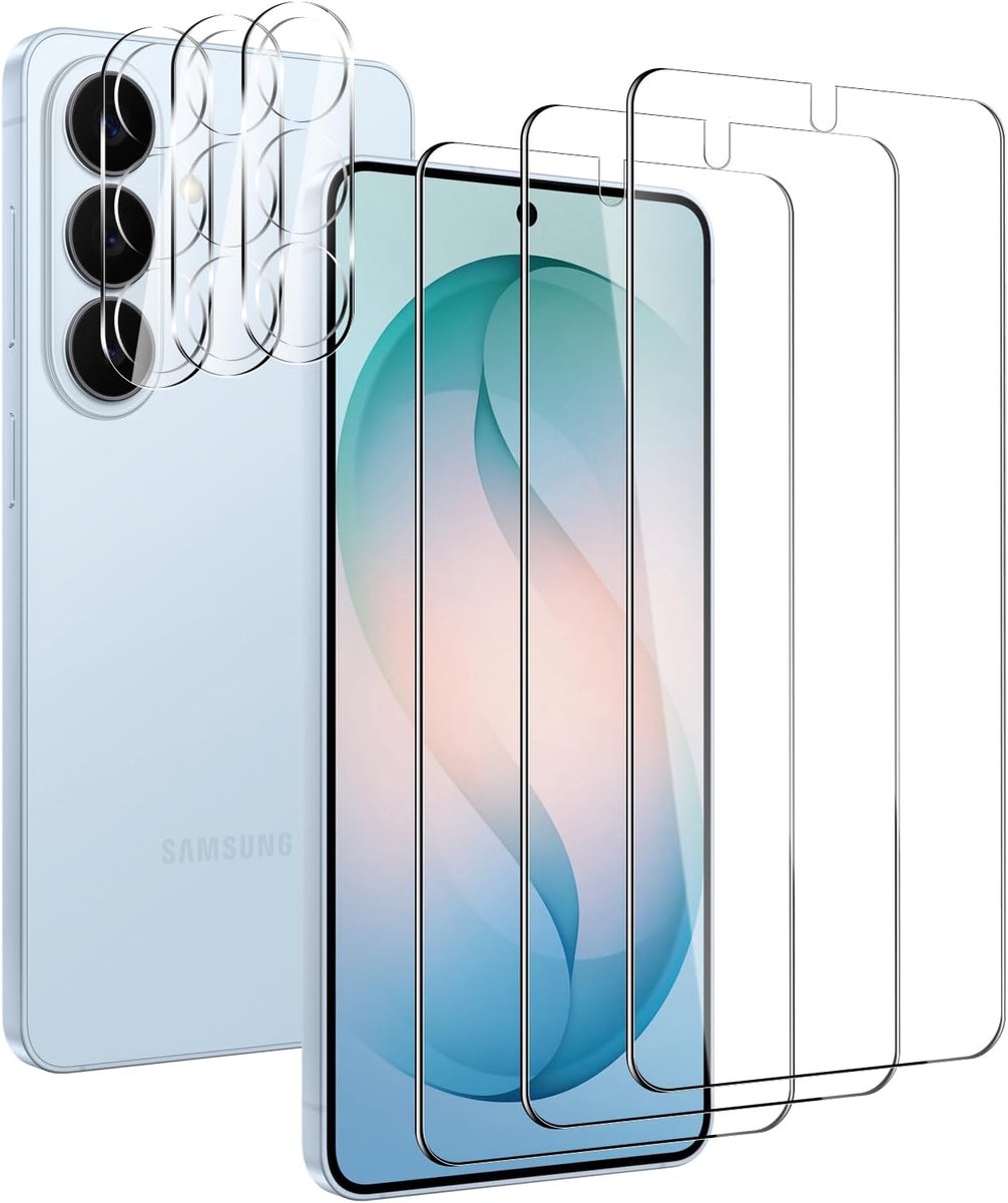 3 Stuks Transparante Gehard Glas Scherm Beschermer + 3 Stuks Lens Beschermer voor Samsung Galaxy S26, 9H Hardheid, HD - ShopVlot