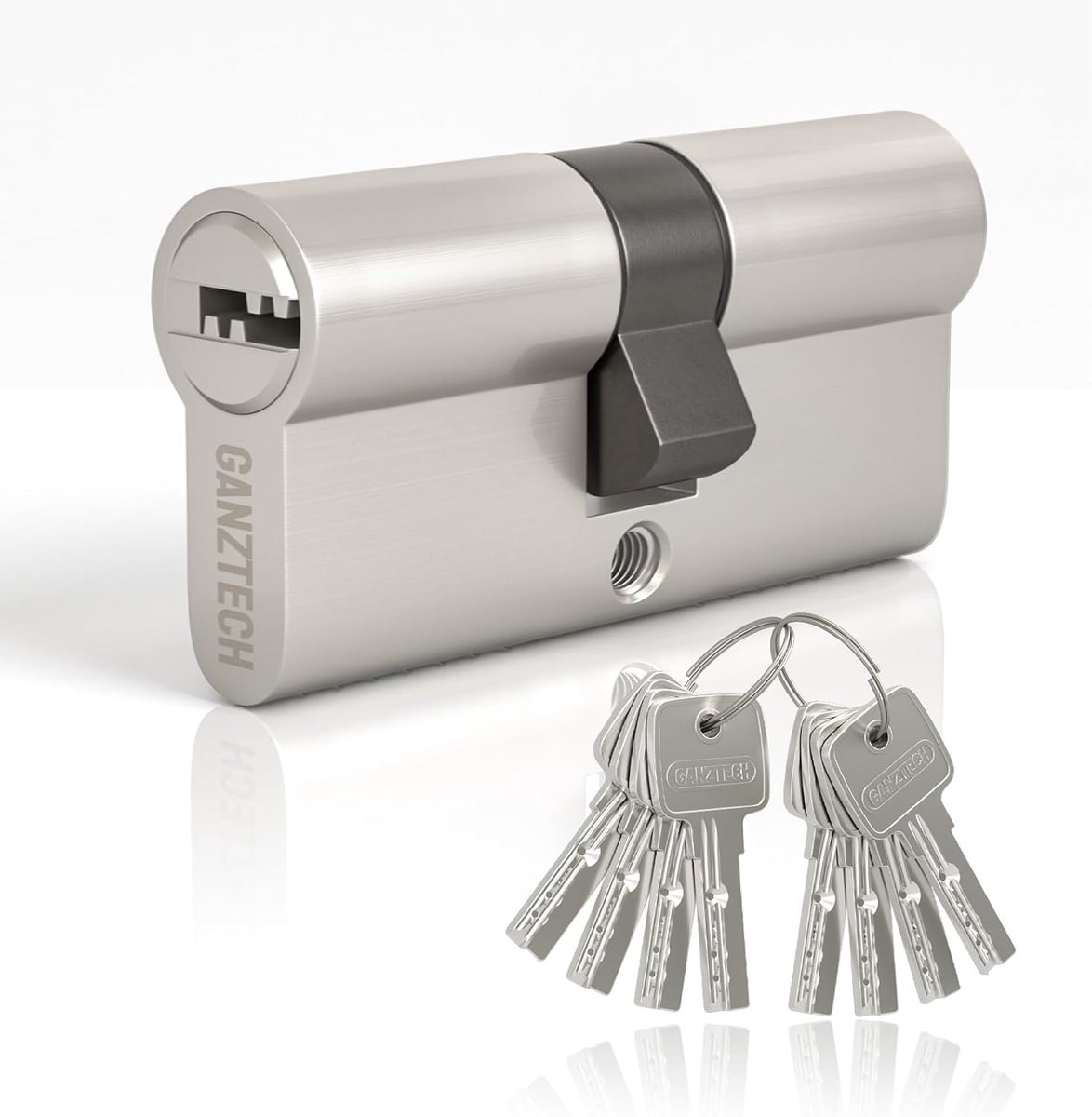 45/45 (90mm), nickel door barrel lock, key key with 8 horizontal dimple keys, Aluminum alloy euro cylinder lock - ShopVlot