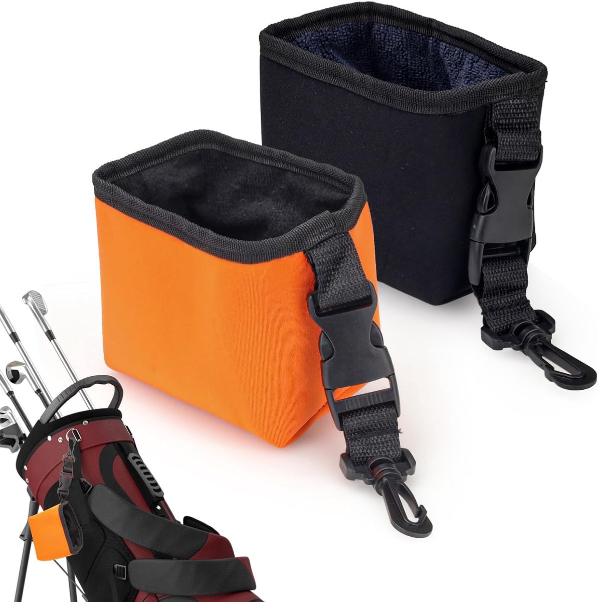 LELE LIFE 2 Pack Golf Ball Cleaner Washing Machine, Wet & Dry Use, Portable Club Cleaner Pouch, Golf Towel for Bag - ShopVlot