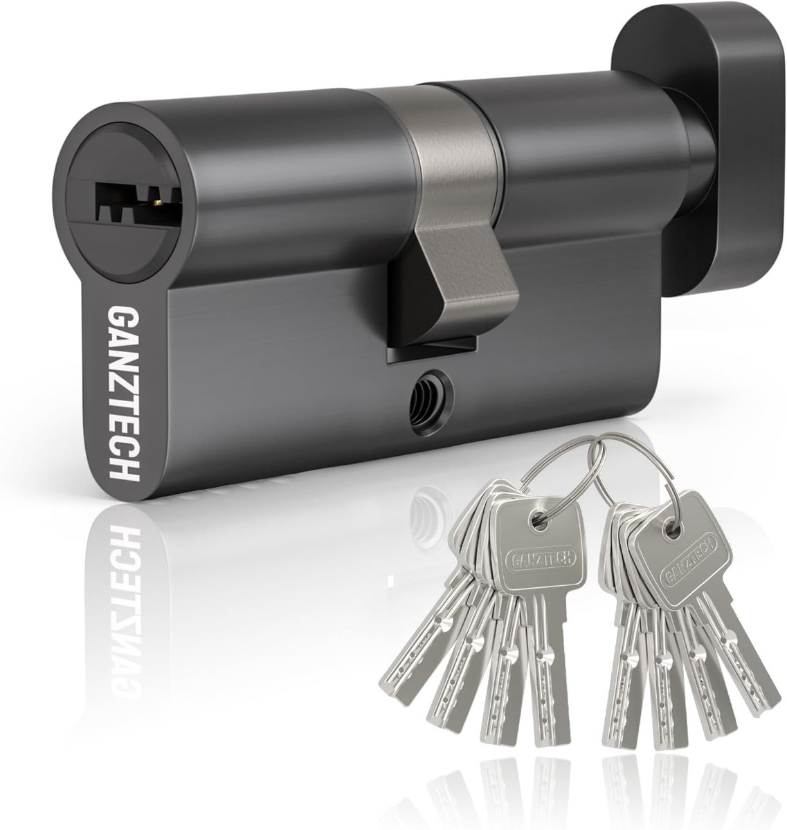 50T/50(100mm), black door barrel lock, key key with 8 horizontal dimple keys, Aluminum alloy euro cylinder - ShopVlot