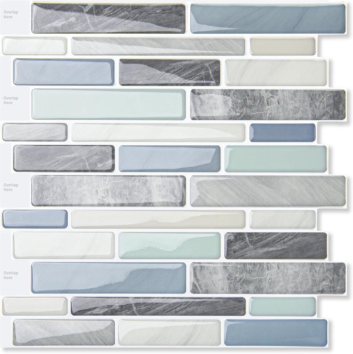 LONGKING Self Adhesive Kitchen Backsplash, Marble Look Decorative Tiles (10 Tiles) - ShopVlot