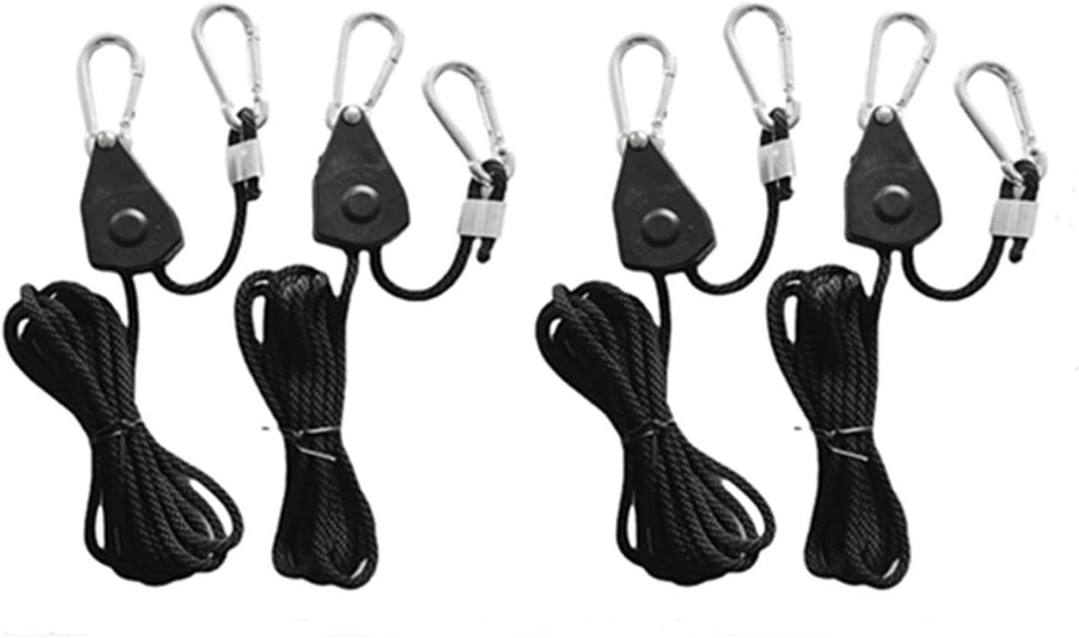 4pcs Heavy Duty Rope Ratchet with Hooks, 2.4m Adjustable Rope Ratchet for Plant Lamp, Adjustable Grow Light Ratchet - ShopVlot