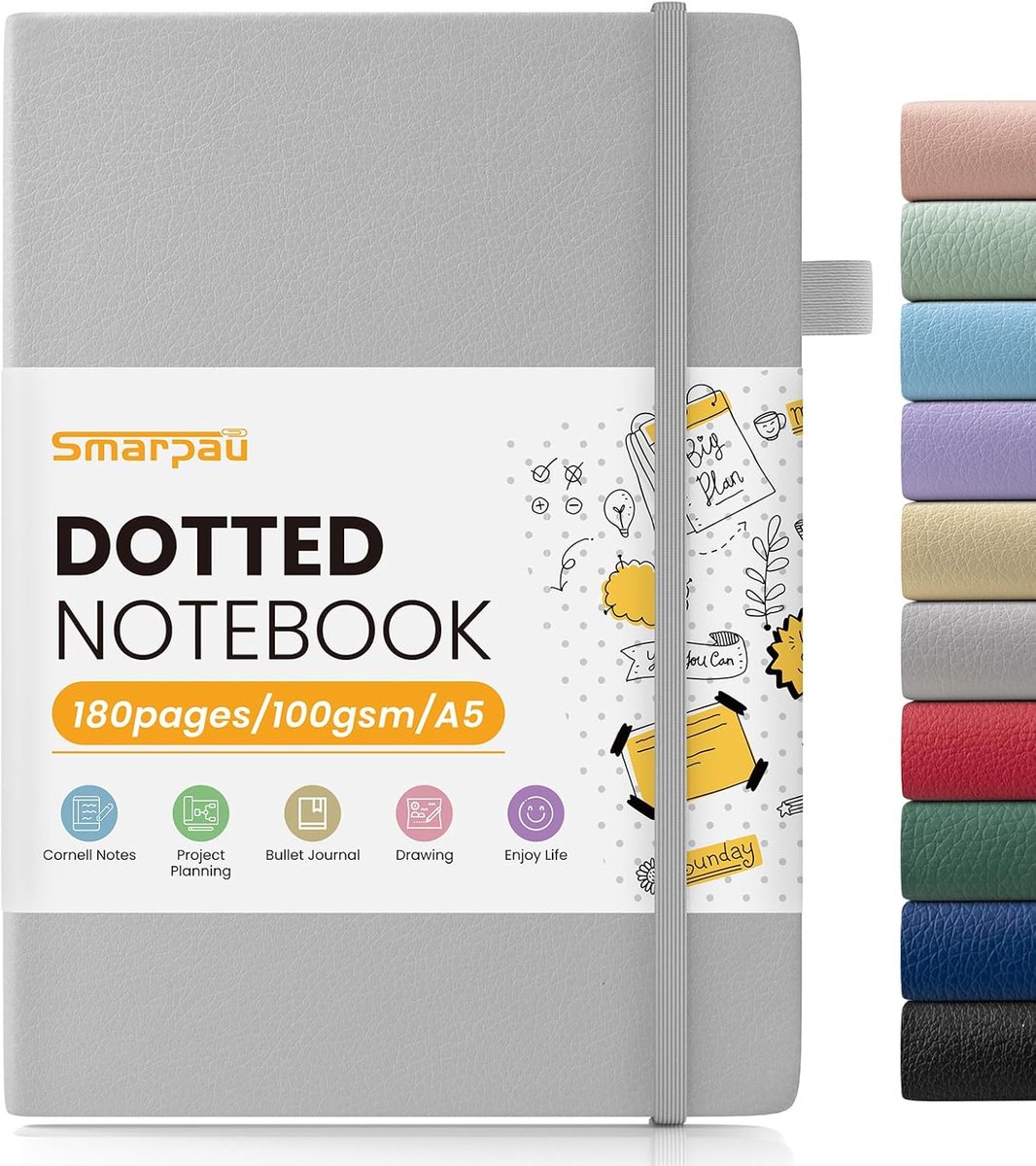 Notitieboek A5 - hardcover leer - gestippeld dagboek - perfect voor creatief schrijven - ShopVlot