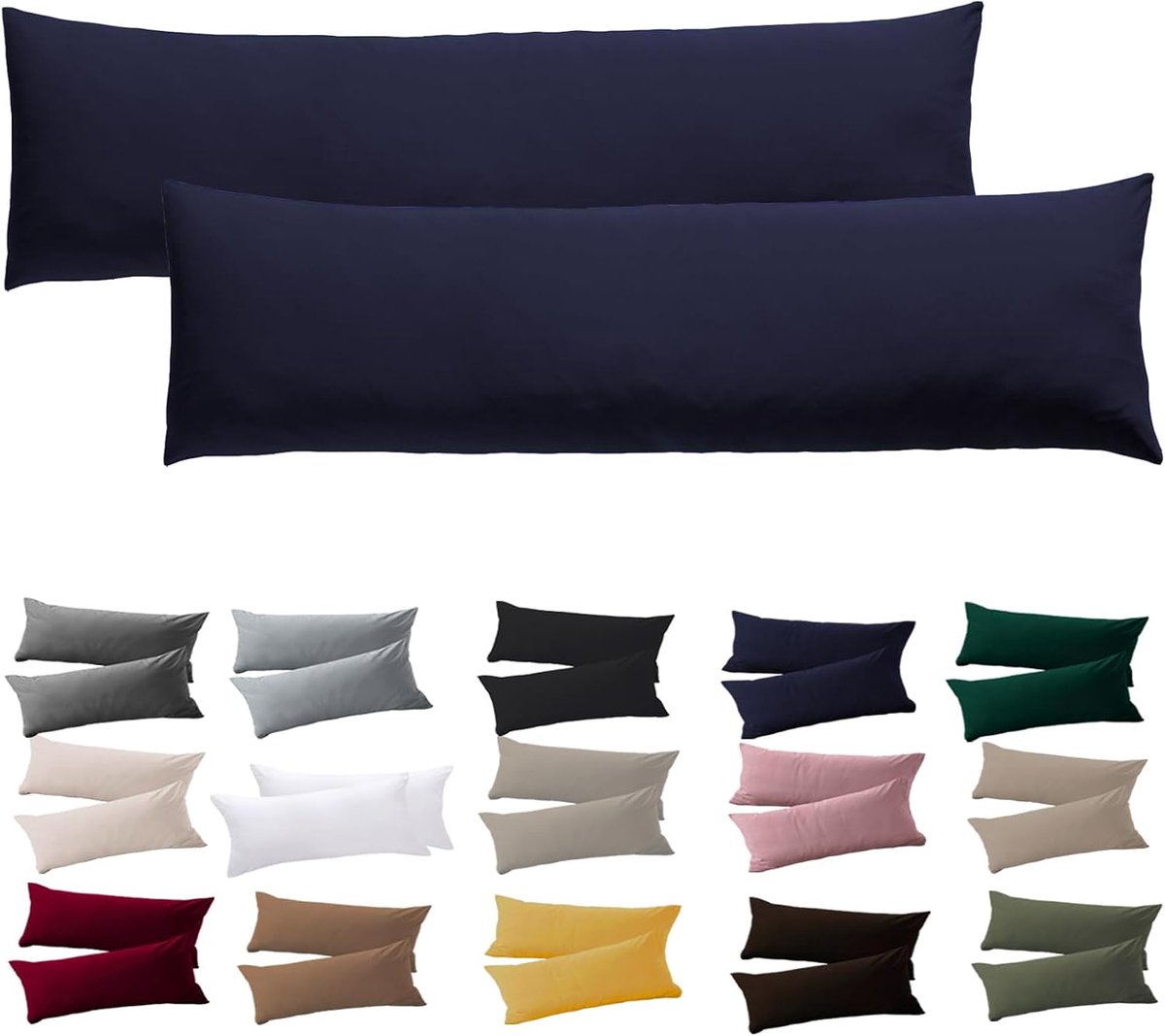 Slaappiloot voor zijslapers - 40 x 145 cm - Set van 2 - 100% microvezel - Hypoallergene kussenslopen - ShopVlot