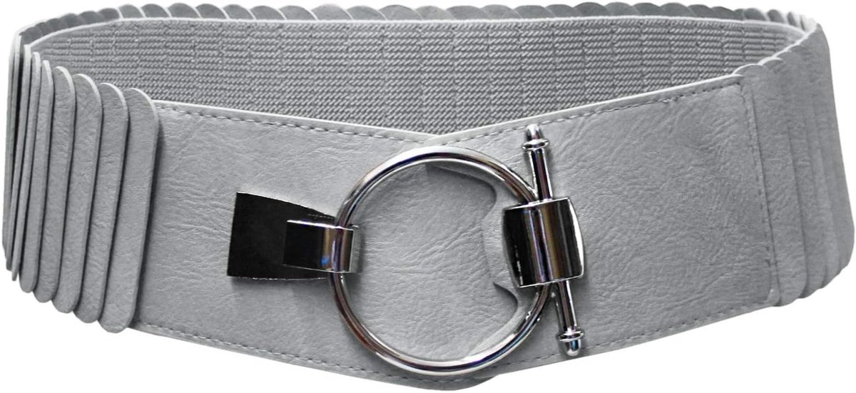 Dames tailleriem 8 cm breed - elastische riem - zilveren ring - perfect voor elke outfit - ShopVlot