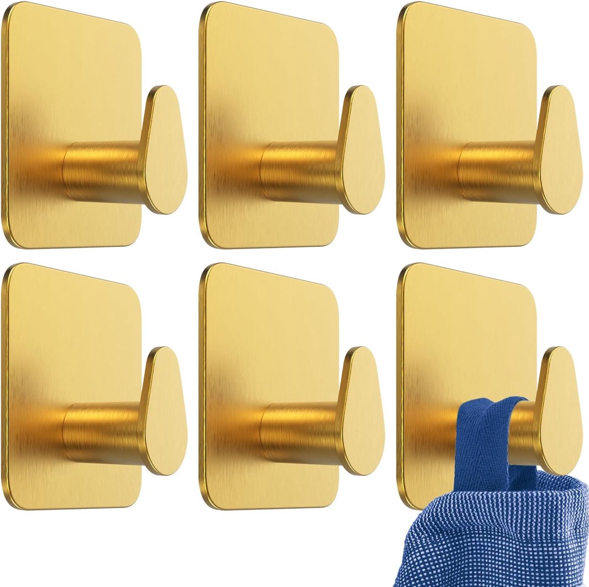 Zelfklevende haken set van 6 - openbaar vervoer ontwerp - goudkleurig - eenvoudig te installeren - ShopVlot