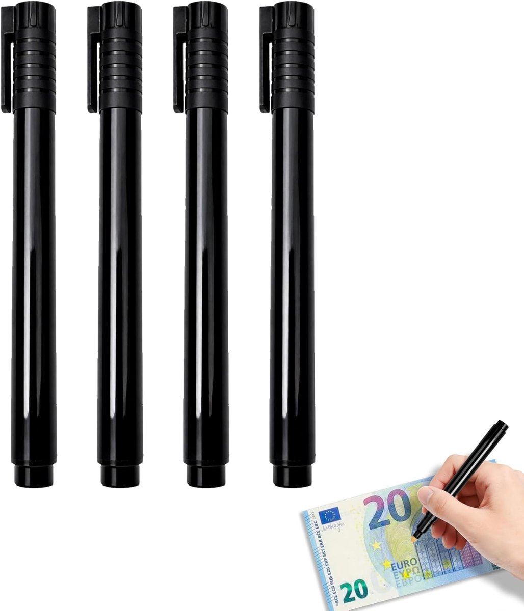 Valsegeld controle pen 4 stuks - zwarte kleur - compact ontwerp - snelle echtheidstest - ShopVlot